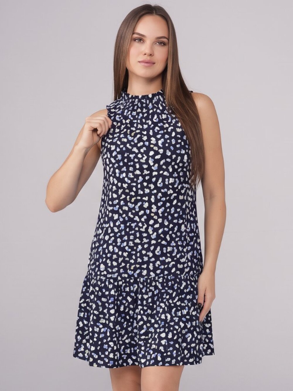 Banana Republic Factory Navy Blue and White Flounce Shift Dress